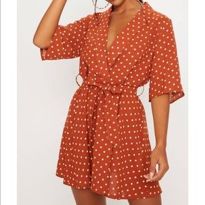Women’s orange polka dot tea dress